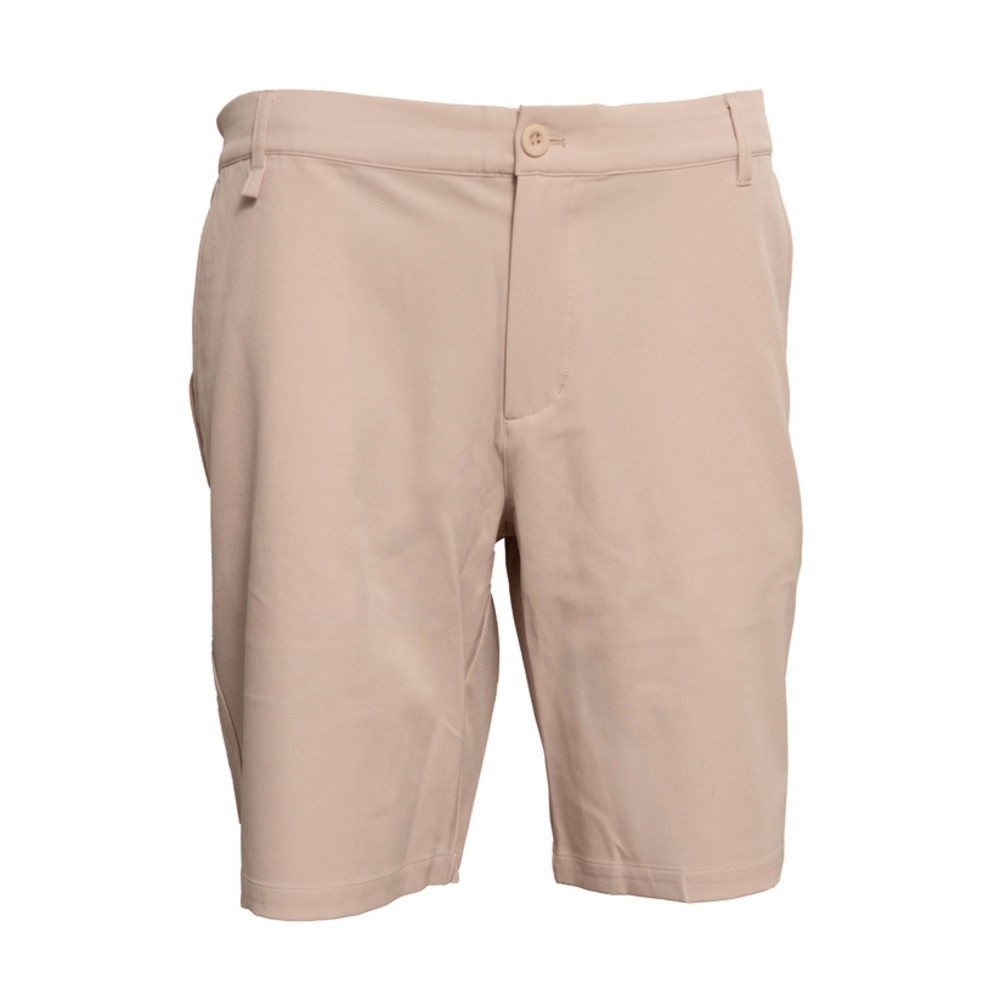 Tan Flat Front Shorts with Classic Cut